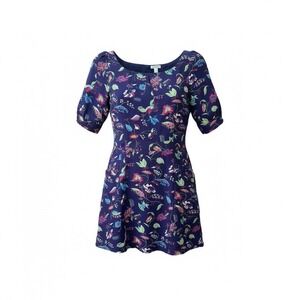 Leifsdottir Anthropologie Fit Flare Silk Mini Dress 6 Small Purple Floral Boho